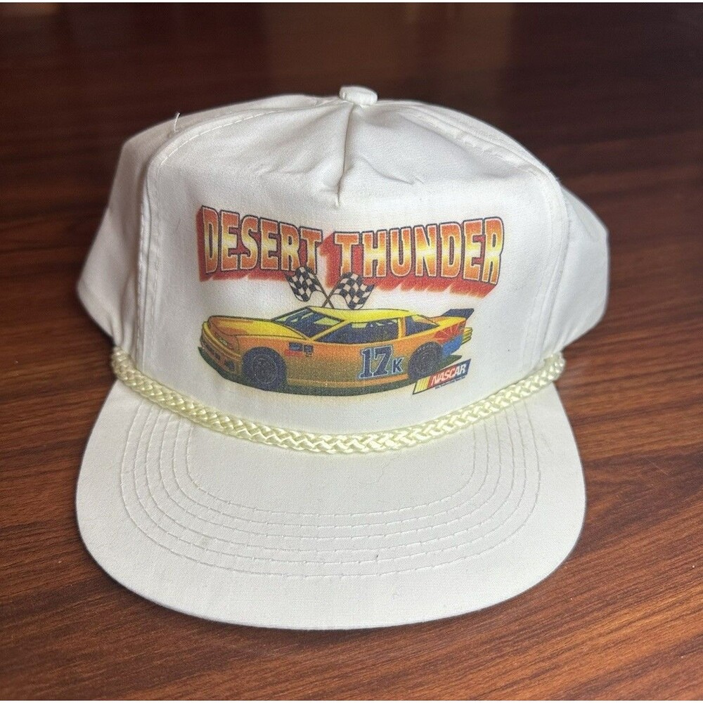 VTG 90s/00s Desert Thunder NASCAR 17K White Hat Cap Snapback